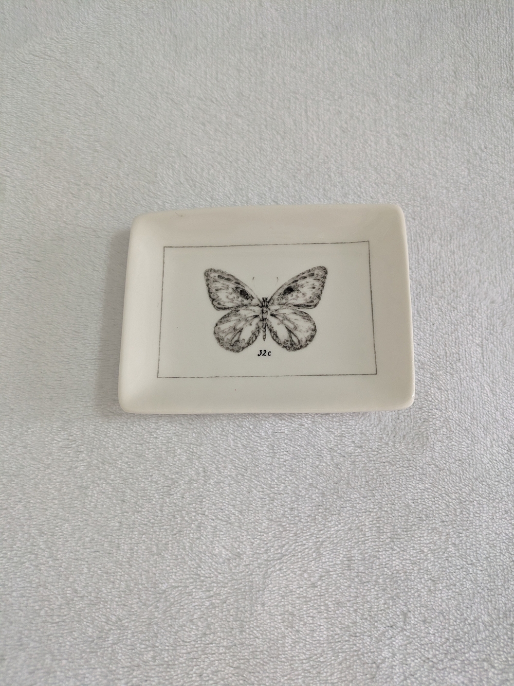 Butterfly Ceramic Trinket Dish - White